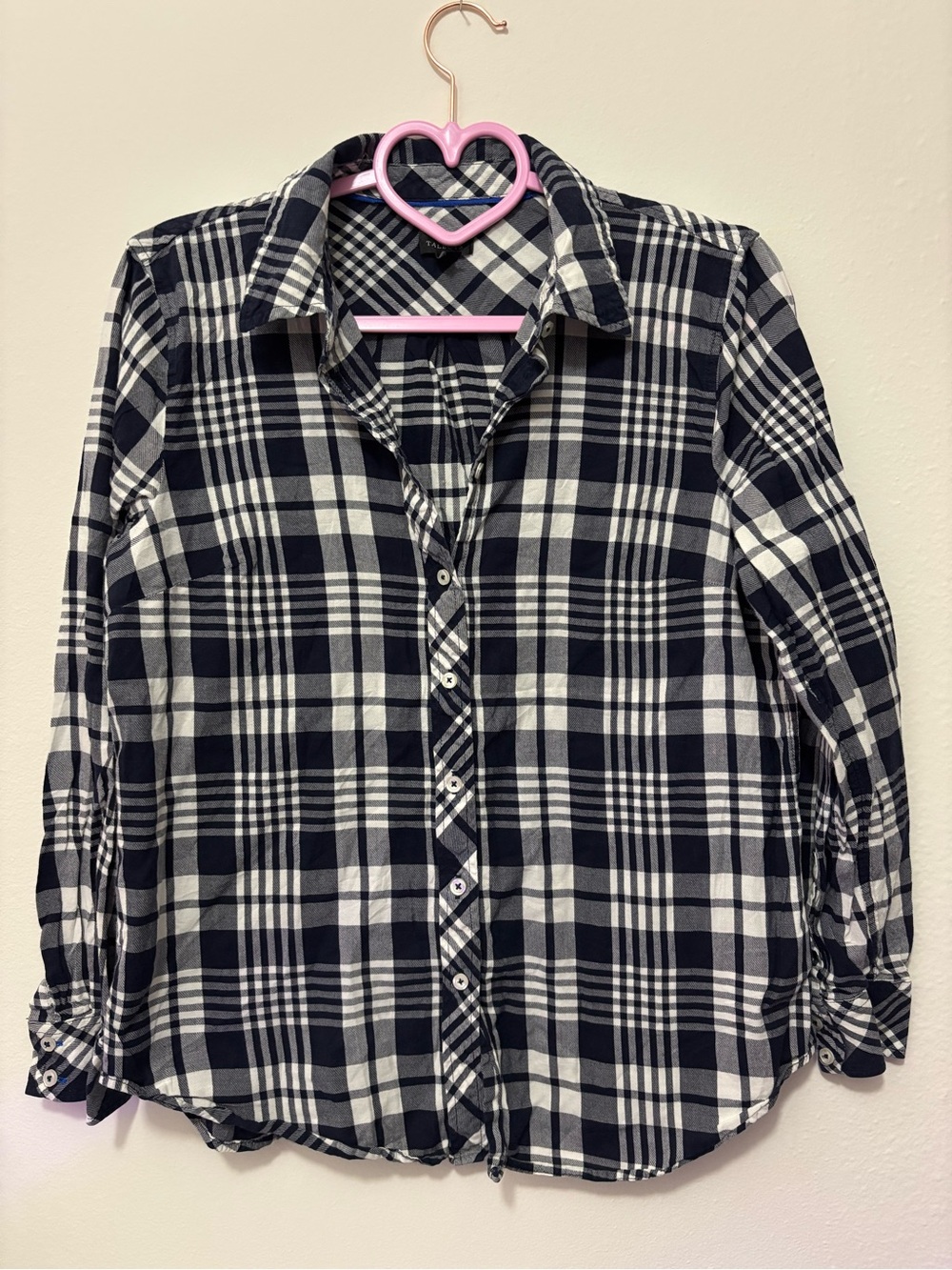 Talbots Black and White Plaid Button-Down Shirt